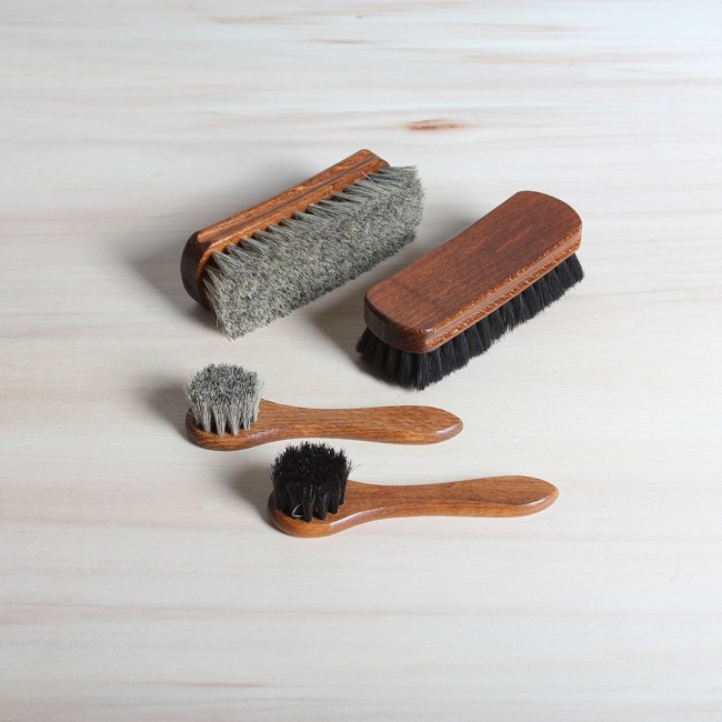 5 Pack Dauber Brush Shoes Polish Brush Horsehair Wooden Care Shine Polish Handle Clean Dauber for Shoes and Bags 